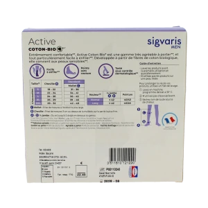 Sigvaris Active Coton Bio 55% Chaussette Classe 2 Homme Noir Normal L