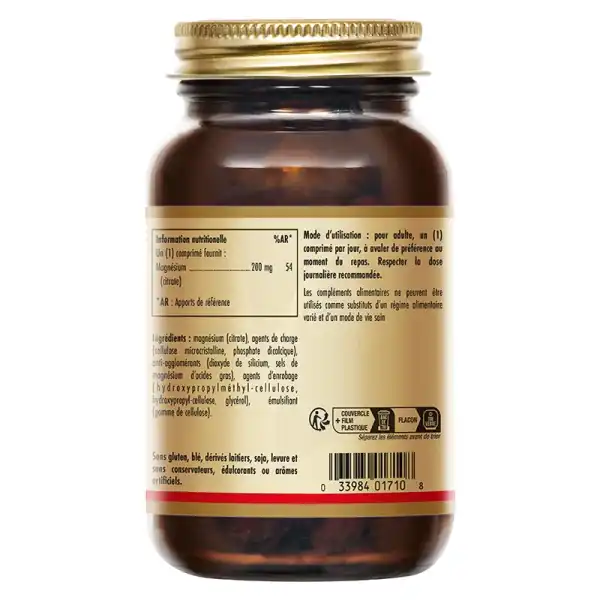 Solgar Magnésium Citrate 200mg Tablettes B/60