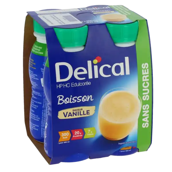 Delical Boisson Hp Hc Sans Sucres Nutriment Vanille 4 Bouteilles/200ml