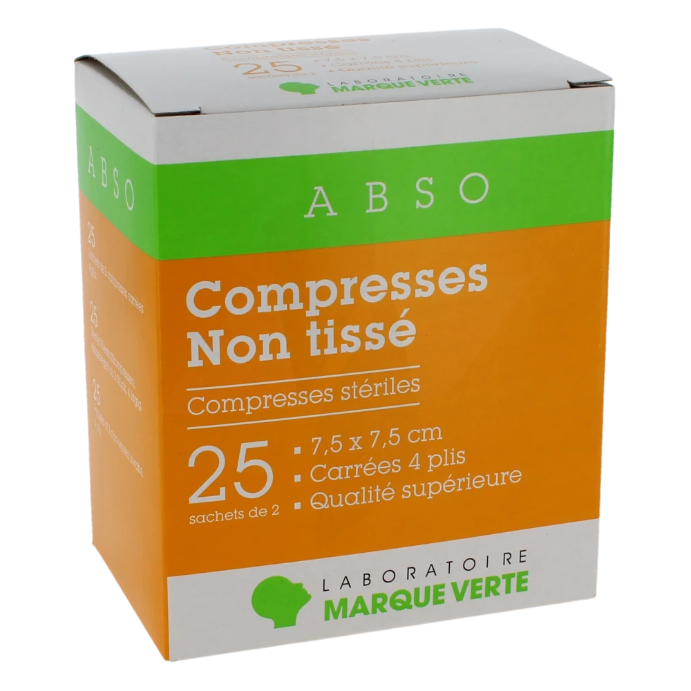 Marque Verte Abso Compresses Non-tissé 7,5x7,5