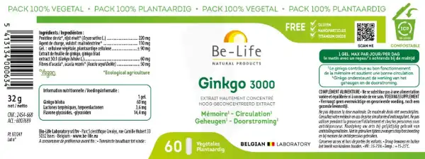 Be-life Gink-go 3000 Gélules B/60