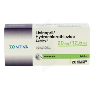 Lisinopril/hydrochlorothiazide Zentiva 20 Mg/12,5 Mg, Comprimé Sécable