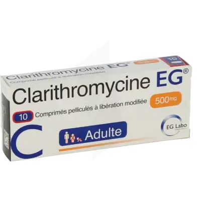 CLARITHROMYCINE EG 500 mg, comprimé pelliculé à libération modifiée