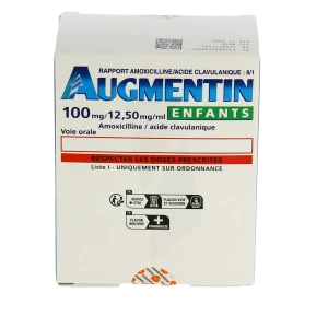 Augmentin 100 Mg/12,50 Mg Par Ml Enfants, Poudre Pour Suspension Buvable En Flacon (rapport Amoxicilline/acide Clavulanique : 8/1)