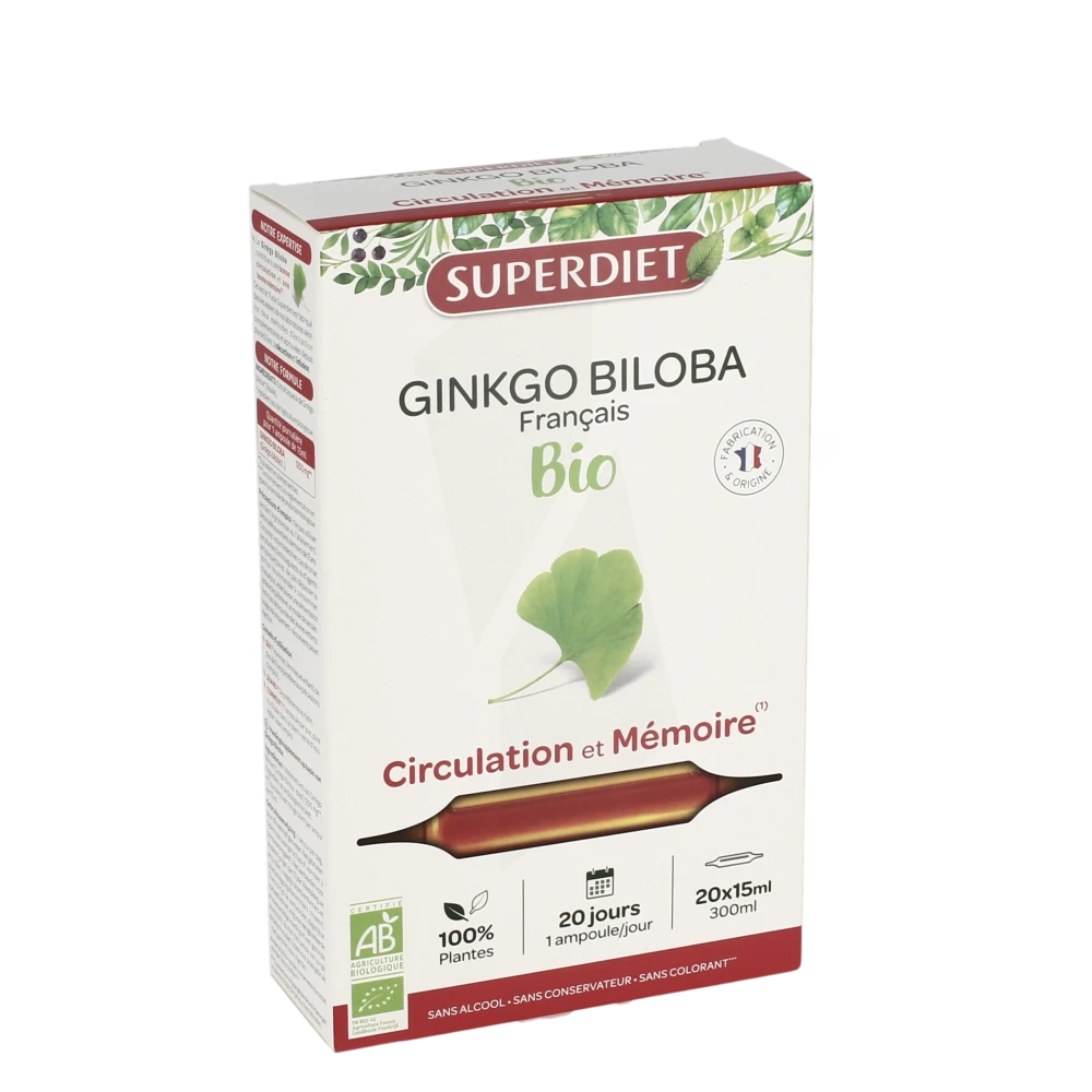 Superdiet Ginkgo Biloba Solution Buvable 20 Ampoules/15ml