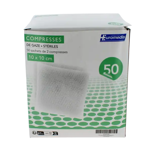 Euromedis Compr St Gaze 10x10cm 50sach/2