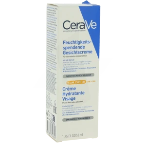 Cerave Soins Visage Crème Hydratante Visage Spf30 Pour Les Peaux Normales à Sèches Tube/52ml