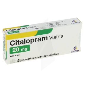 Citalopram Viatris 20 Mg, Comprimé Pelliculé Sécable