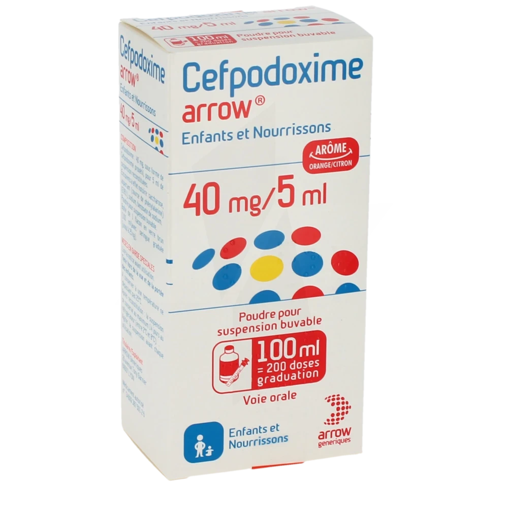 Cefpodoxime Arrow Enfants Et Nourrissons 40 Mg/5 Ml, Poudre Pour Suspension Buvable