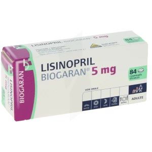 Lisinopril Biogaran 5 Mg, Comprimé Sécable