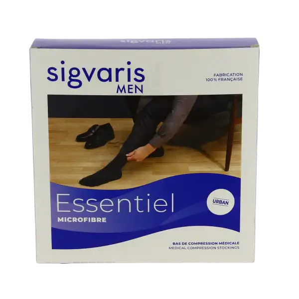 Sigvaris Essentiel Microfibre Bas Auto-fixants  Homme Classe 2 Noir Small Normal