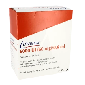 Lovenox 6 000 Ui (60 Mg)/0,6 Ml, Solution Injectable En Seringue Préremplie