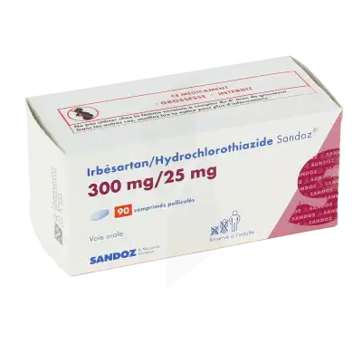 Irbesartan/hydrochlorothiazide Sandoz 300 Mg/25 Mg, Comprimé Pelliculé à Bordeaux