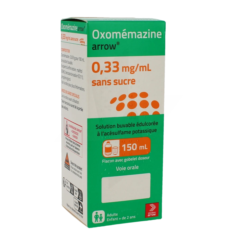 Oxomemazine Arrow 0,33 Mg/ml Sans Sucre, Solution Buvable édulcorée à L'acésulfame Potassique