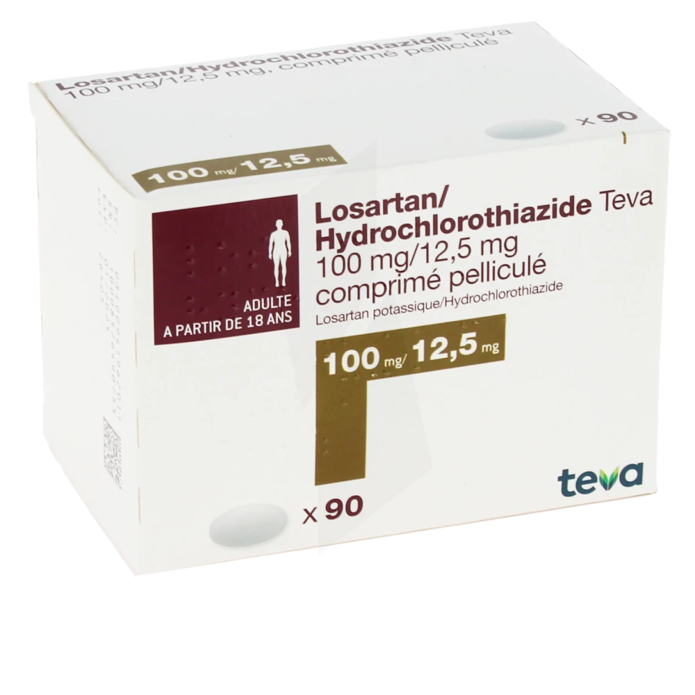 Losartan/hydrochlorothiazide Teva 100 Mg/12,5 Mg, Comprimé Pelliculé