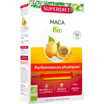 Superdiet Maca Bio Solution Buvable 20 Ampoules/10ml à LA VALETTE DU VAR