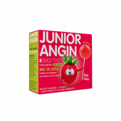 Junior Angin Sucette Fraise B/8 à QUINCAMPOIX