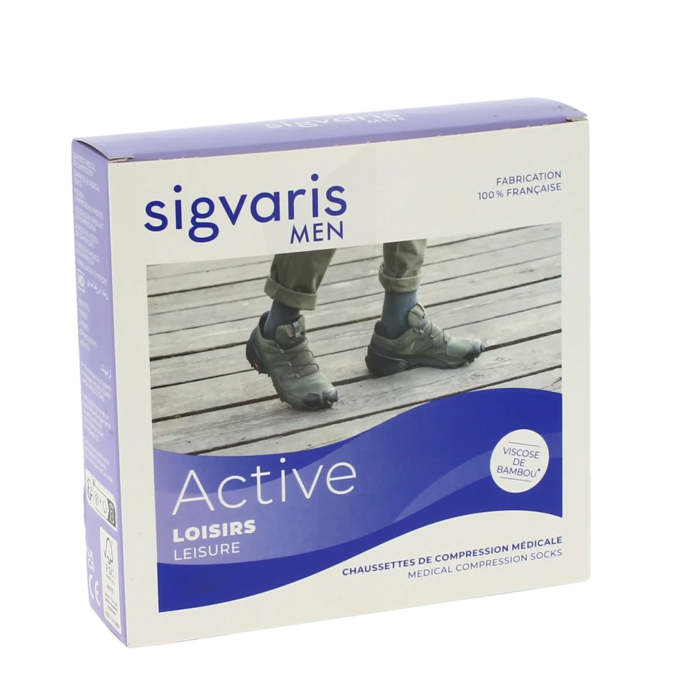 Sigvaris Active Loisirs Chaussette Classe 2 Homme Gris Anthracite Long L