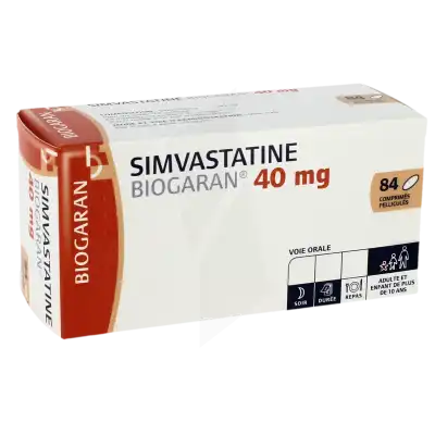 Simvastatine Biogaran 40 Mg, Comprimé Pelliculé à Nice