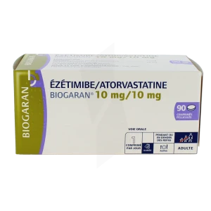 Ezetimibe/atorvastatine Biogaran 10 Mg/10 Mg Cpr Pell Plq/90