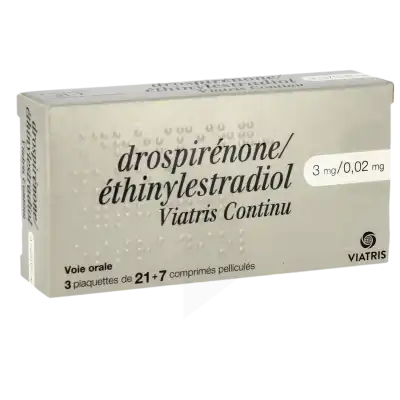 DROSPIRENONE/ETHINYLESTRADIOL VIATRIS CONTINU 3 mg/0,02 mg, comprimé pelliculé