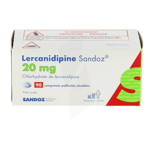 Lercanidipine Sandoz 20 Mg, Comprimé Pelliculé Sécable