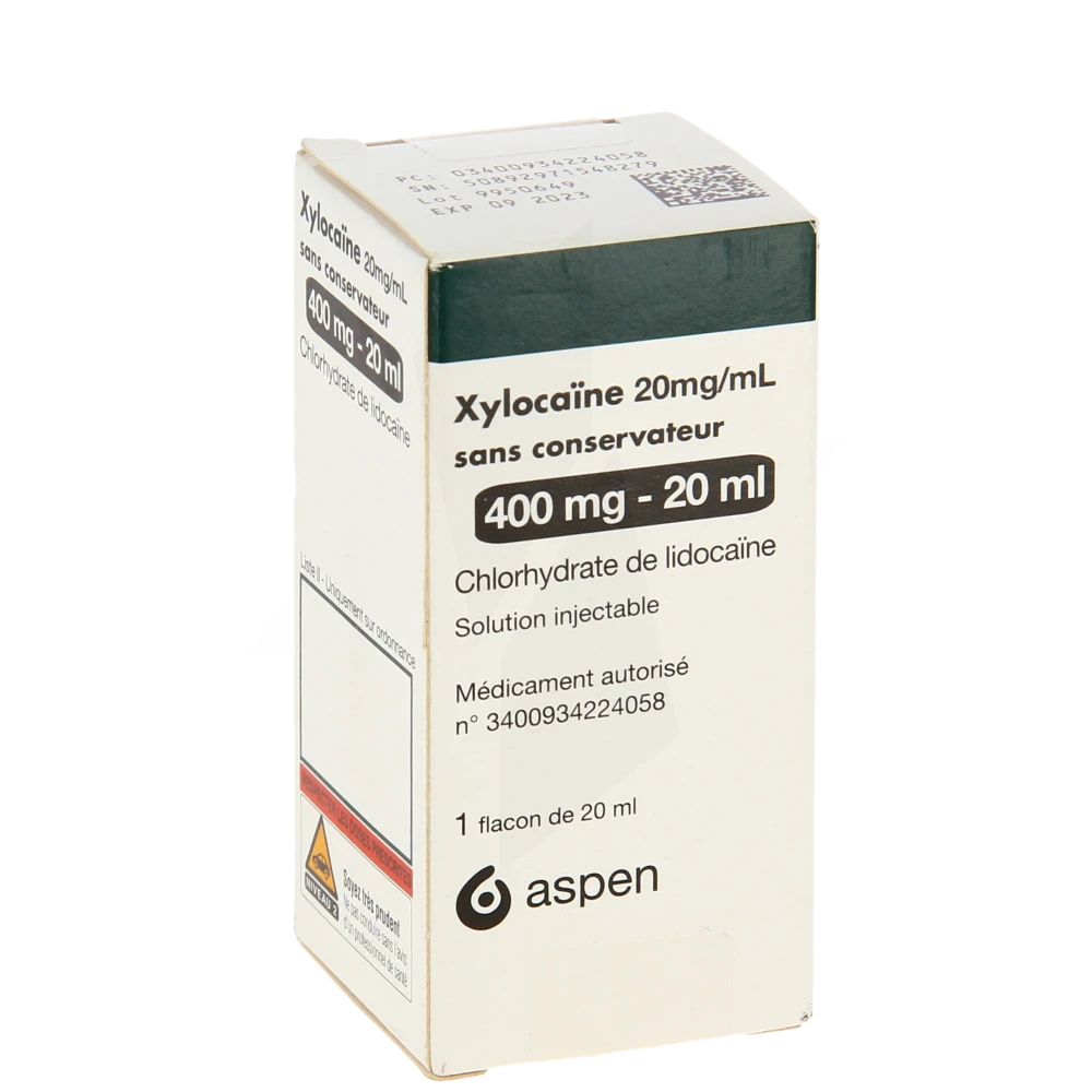 Xylocaine 20 Mg/ml Sans Conservateur, Solution Injectable