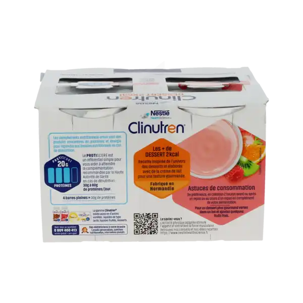 Clinutren Dessert 2.0 Kcal Nutriment Fraise 4 Cups/200g