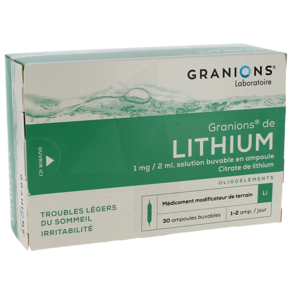 Granions De Lithium 1 Mg/ 2 Ml, Solution Buvable En Ampoule