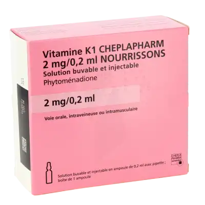 Vitamine K1 Cheplapharm 2 Mg/0,2 Ml S Inj/buv 1amp/0,2ml à JACOU