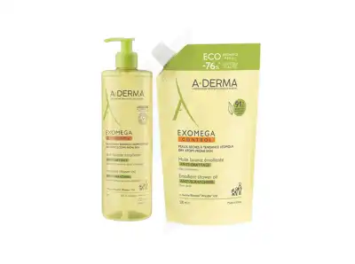 Aderma Exomega Control Huile Lavante émolliente Anti-grattage Fl/500ml+eco-recharge/500ml à Genas