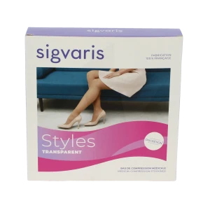 Sigvaris Styles Transparent Bas Auto-fixants  Femme Classe 2 Beige 120 Large Normal