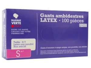 Marque Verte Gant Latex Ambidextre Médium B/100