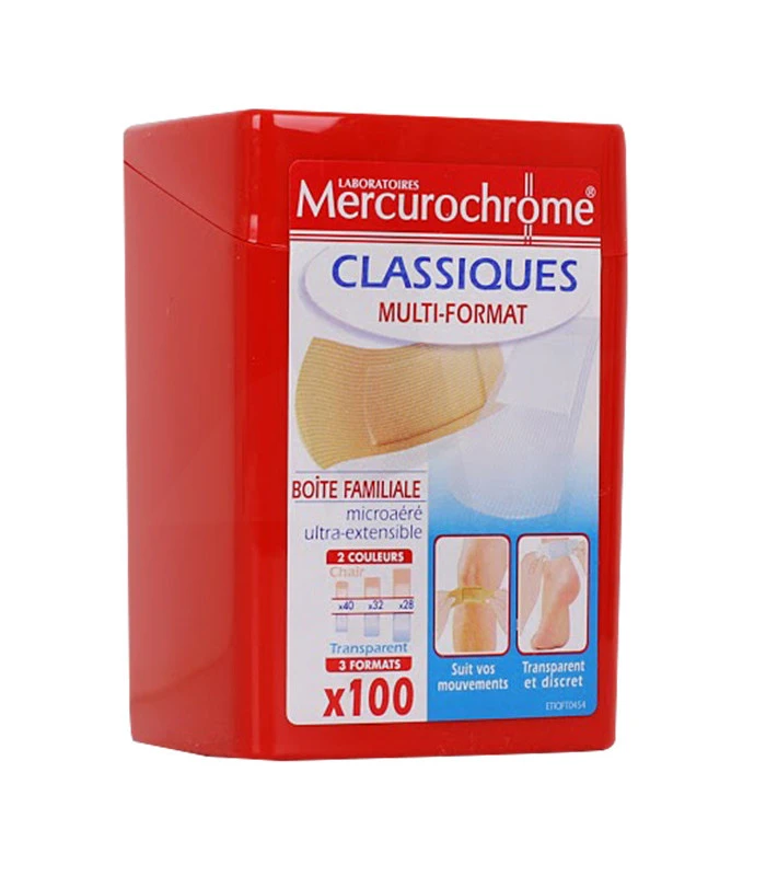 meSoigner - Mercurochrome Boite 1er Secours Multi-usages 100 Unités