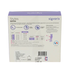 Sigvaris Styles Motifs Carreaux Chaussette Classe 2 Femme Noir Long M