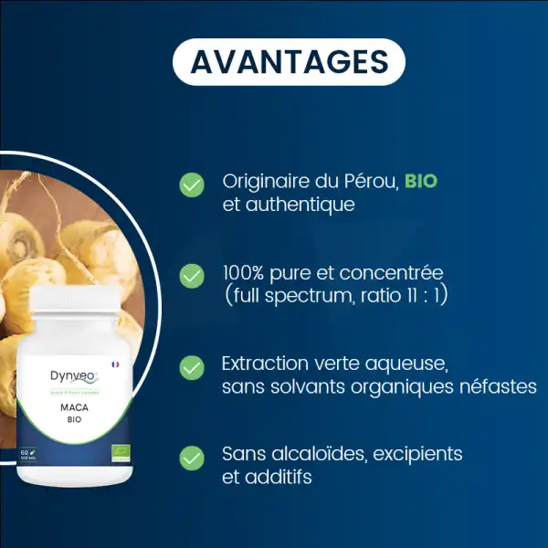 Dynveo Maca Bio Ultra Concentrée Ratio 11 1 500mg 60 Gélules