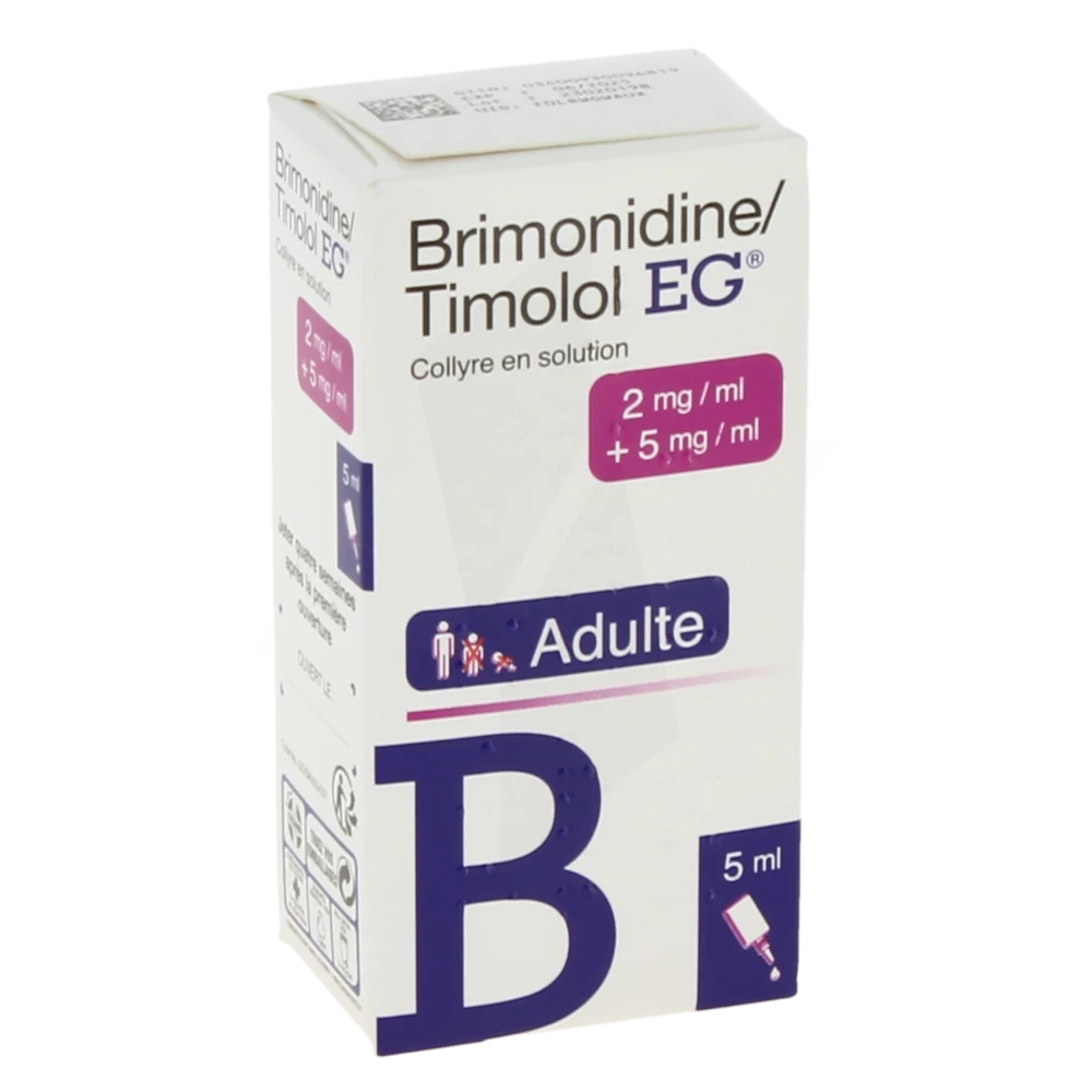 Brimonidine/timolol Eg 2 Mg/ml + 5 Mg/ml, Collyre En Solution