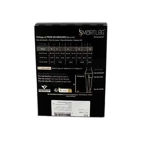 Smartleg® Transparent Classe Ii Collant Irrésistible (noir) Taille 2+ Long Pied Fermé
