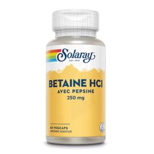 Solaray Betaïne Hci Avec Pepsine 250mg Capsules Végétales B/60