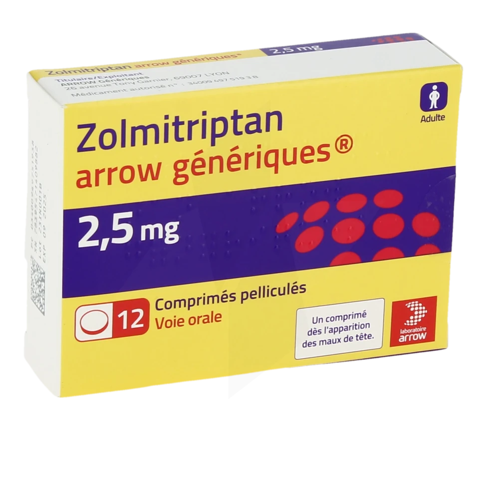 Zolmitriptan Arrow Generiques 2,5 Mg, Comprimé Pelliculé