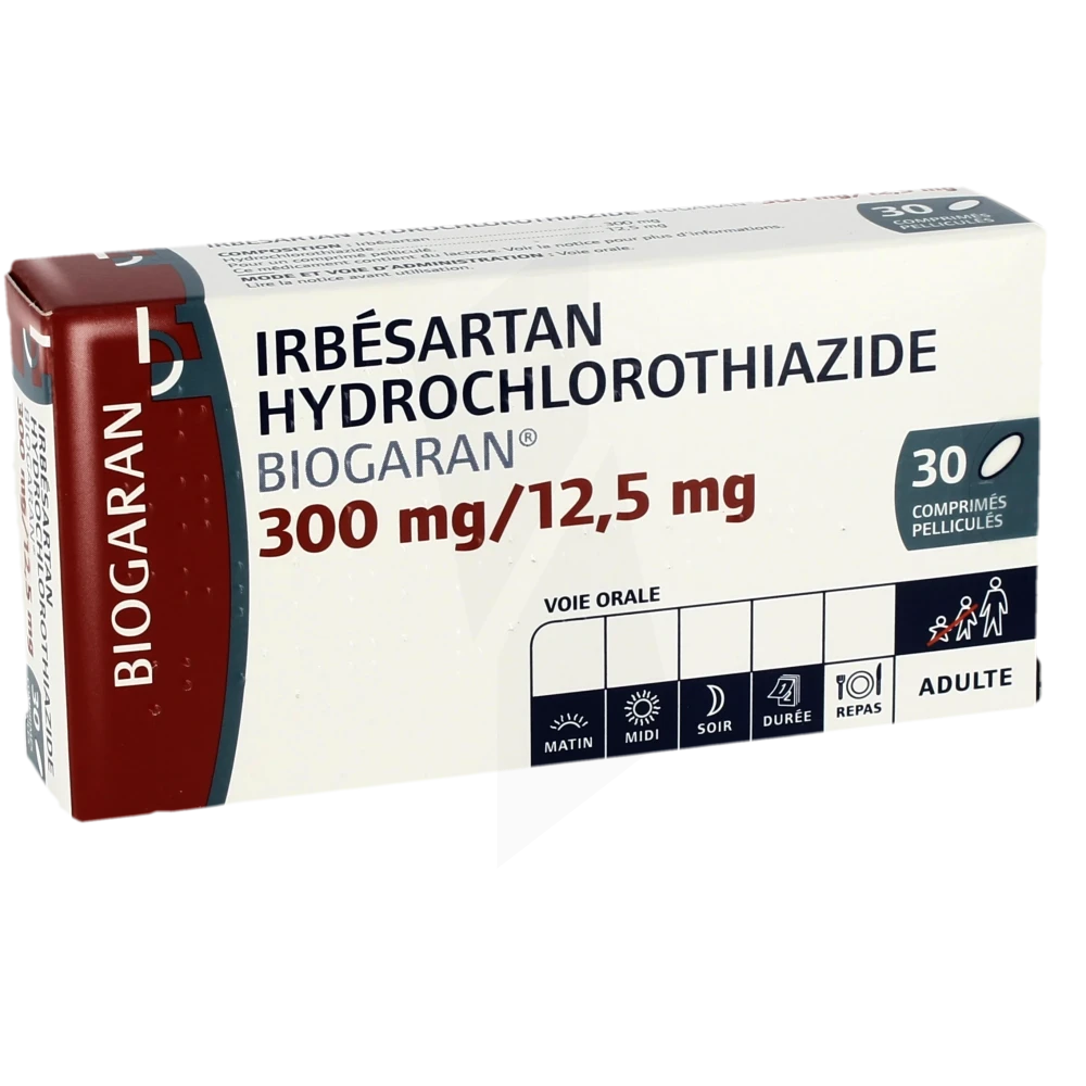 Irbesartan/hydrochlorothiazide Biogaran 300 Mg/12,5 Mg, Comprimé Pelliculé