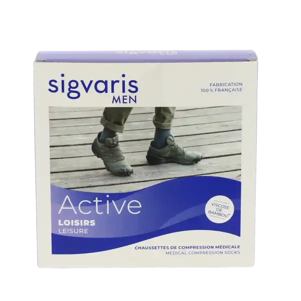Sigvaris Active Loisirs Chaussette Classe 2 Homme Gris Anthracite Long L