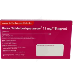 Borax / Acide Borique Arrow 12 Mg/18 Mg/ml, Solution Pour Lavage Ophtalmique En Récipient Unidose