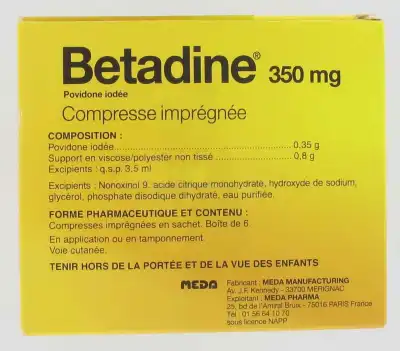 BETADINE 350 mg Compr imprégnée B/50