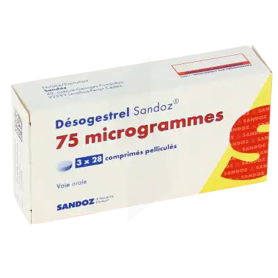 DESOGESTREL SANDOZ 75 microgrammes, comprimé pelliculé