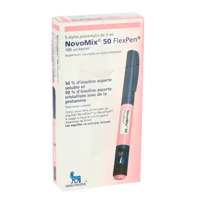 Novomix 50 Flexpen 100 Unités/ml, Suspension Injectable En Stylo Prérempli à La Ricamarie