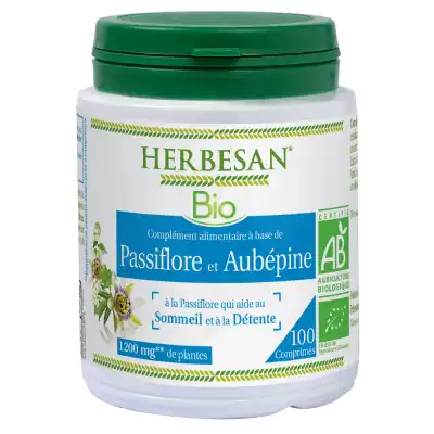 Herbesan Phyto Passiflore Aubépine Bio Comprimés Pot/100 à LABENNE