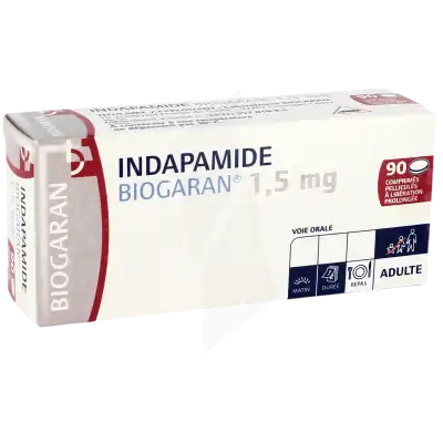 Indapamide Biogaran 1,5 Mg, Comprimé Pelliculé à Libération Prolongée à Paris
