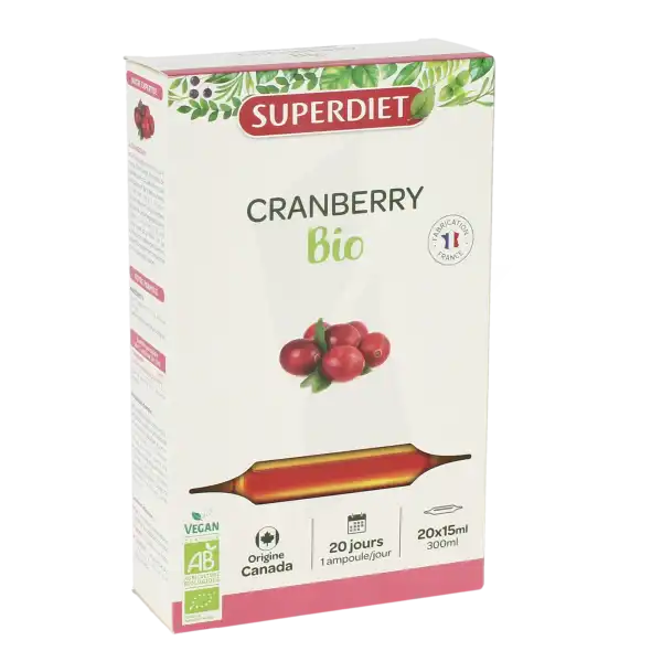 Superdiet Cranberry Bio Jus Confort Urinaire 20 Ampoules/15ml