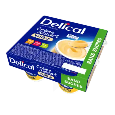 Delical Crème Hp Hc Sans Sucres Nutriment Vanille 4pots/200g à AMBARÈS-ET-LAGRAVE